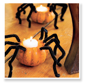 spider pumpkin candle holder Spider Pumpkin Tealight Candle Holder Using Pipe Cleaners