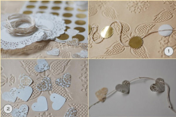 paper doily flowers3 DIY Wedding Decorations Doily Flower Wedding Garland 