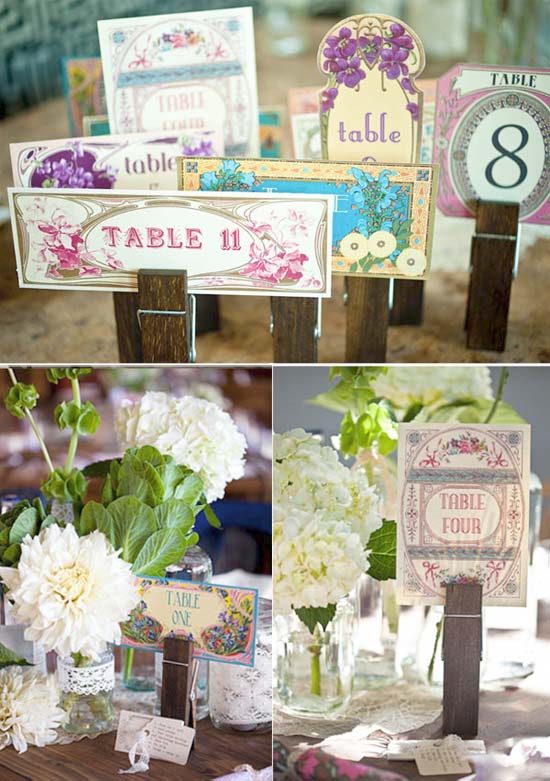 vintage table numbers wedding
