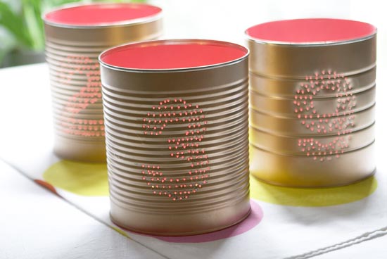 DIY Bridal Shower Decoration Ideas upcycled tin can luminaries Upcycled Tin