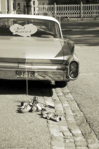 wedding car Tin Cans and Other Fun Wedding Traditions