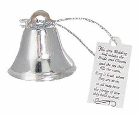 Silver Metal Wedding Bells with Poem Pkg of 24 Bells and Bubbles 