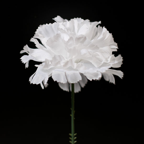 Package of 12 Silk White Carnation Stem Picks Bridal Flower Floral Picks