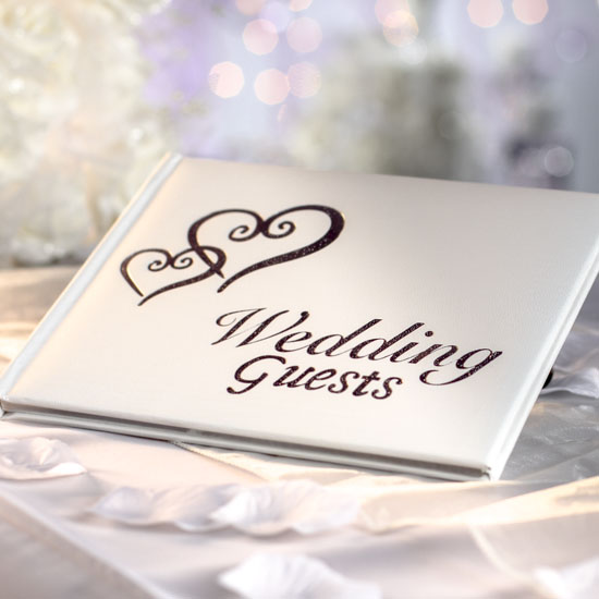Wedding Guest Registry Book with Silver Embossed Hearts Guest Books and 