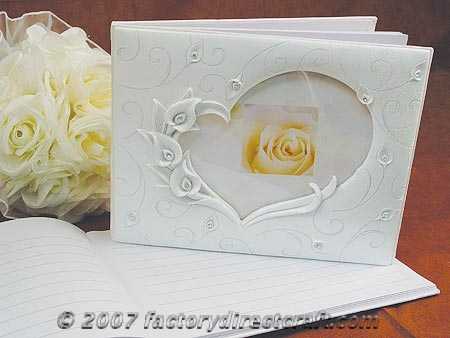 Heart Themed Calla Lily Wedding Guest Registry Book Guest Books and Pens 