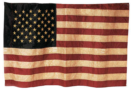 Primitive Tea Dyed Americana Flag 3x5 ft Americana Primitive Decor