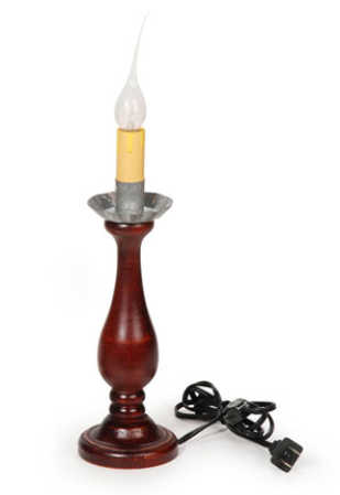 Electric Lantern Table Lamps on Primitive Electric Candle Lamp On Wood Base   Decorative Lighting
