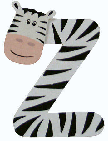 2-3/4" Painted Alphabet Letter "Z" Animal - Paper Crafting - Craft Supplies