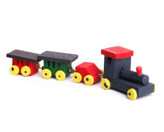 Miniature Wood Toy Train Set - Christmas Miniatures - Christmas and 