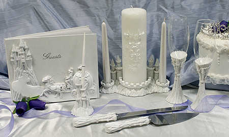 White Resin Fantasy Cinderella Castle Wedding Unity Candle Fairy 
