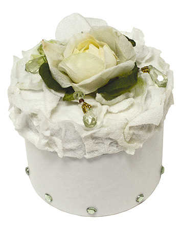 Vintage White Rose Round Trinket or Favor Box Unique Favor Holders Favor 