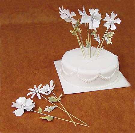 Floral Picks/Sticks: Other: Recycled paper shred, red jingle bells. Wilton Metal Floral Picks Wedding Cake Topper - Cake Toppers - Reception