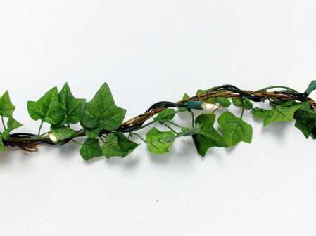 Flocked English Ivy Twig Garland 20 Attached Clear Light Wedding Lights 
