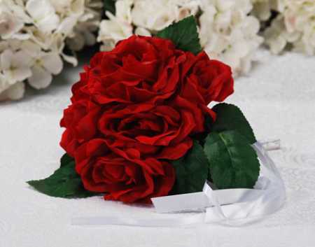 Premade Silk Red Rose Throw Away Toss Wedding Bouquet Wedding Florals 