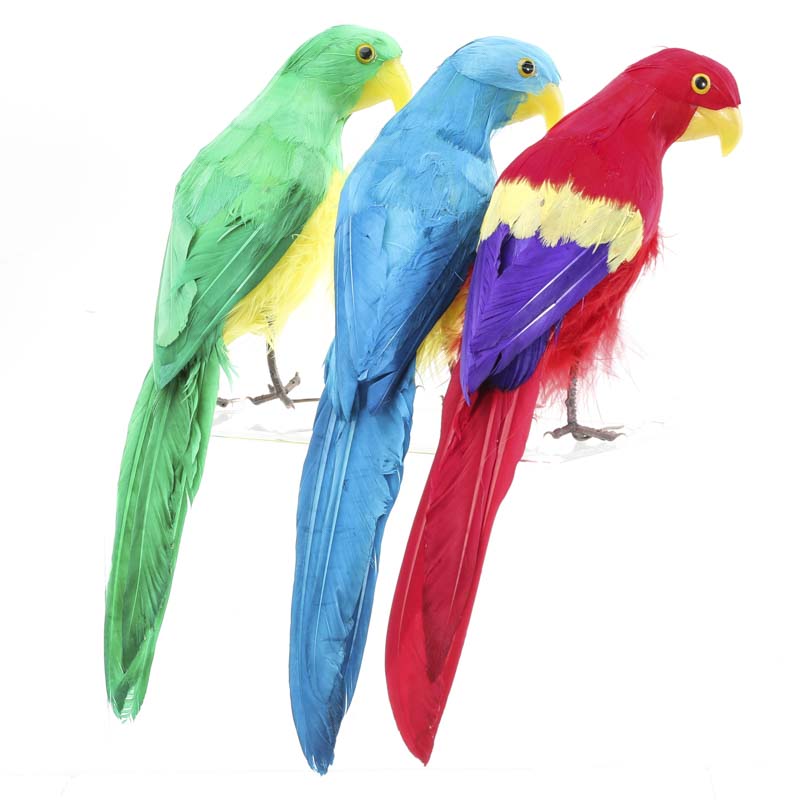 Colorful Parrots on 12  Artificial Colorful Feathered Parrot Bird   Coastal Decor   Home