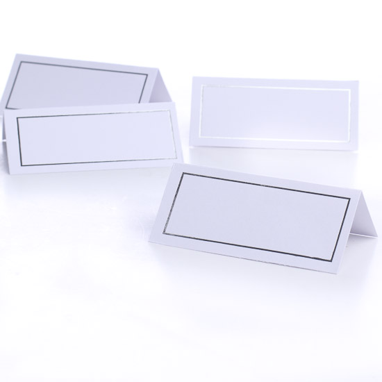 72 Printable White Silver Border Place Cards Placecards Place Card 