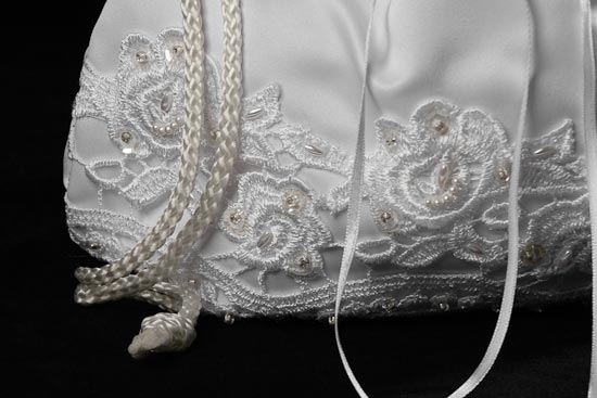 White Satin with Lace Details Wedding Money Bag Purse eBay