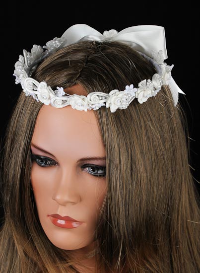 Ivory Florals Pearls Rhinestone Flower Girl Crown Headpiece Wedding 