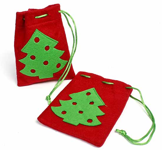 Felt Christmas Tree Drawstring Bags - Bags - Basic Craft Supplies ...
