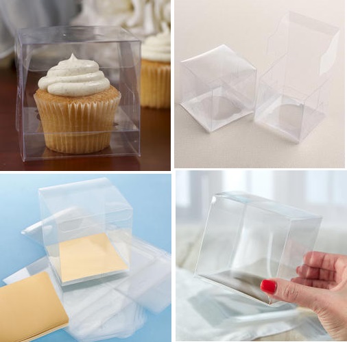 Clear Cupcake Boxes Package of 12 Favor Boxes and Bags Wedding Favors 