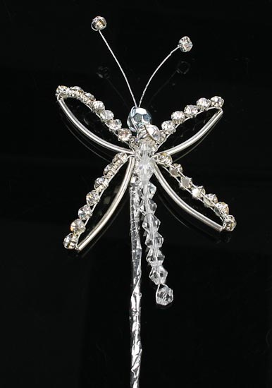 Rhinestone Dragonfly Bridal Bouquet Pick Floral Picks and Leaves Bridal 