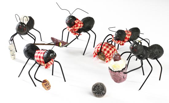Black Dressed Picnic Ant Table Decorations - Set of 5 