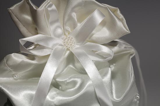 Ivory Satin with Pearl Accents Wedding Money Bag New Items