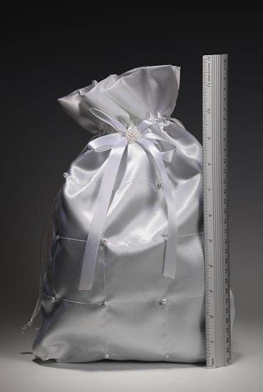 White Satin with Pearl Accents Wedding Money Bag Money Bags and Bridal 