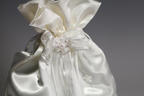 Ivory Satin with Floral and Pearl Accents Wedding Money Bag Money Bags and 