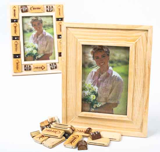 Unfinished Wood with Wood Tiles Photo Frame Kits Set of 6 Kids Craft Kits Kids Crafts