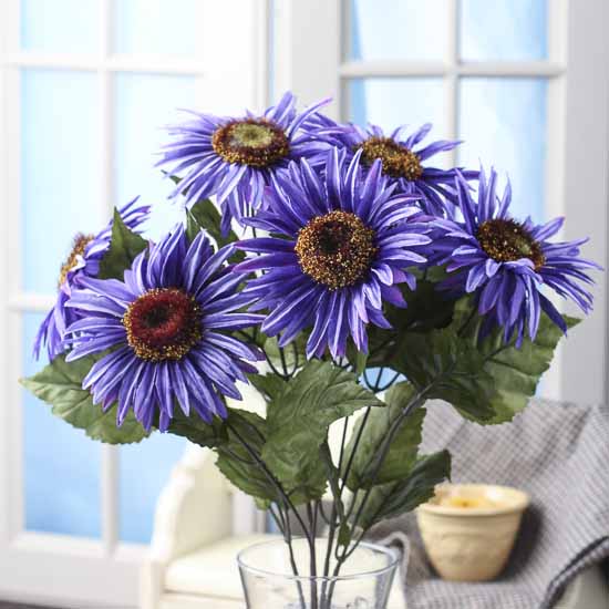 Indian Summer Purple Artificial Sunflower Bush Bushes And Bouquets