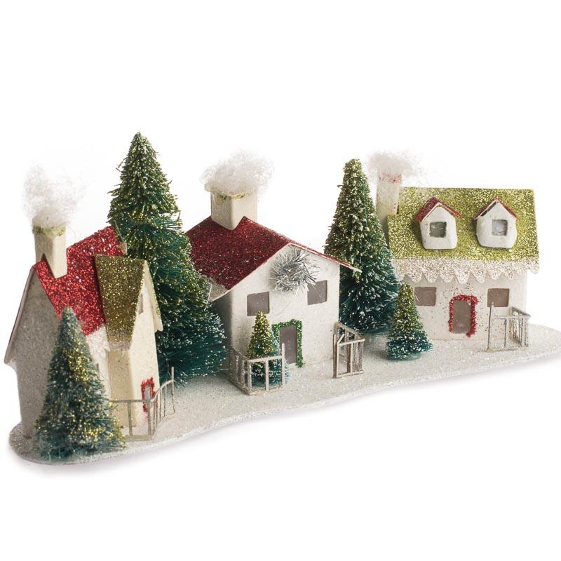 Glittered Miniature Christmas Village  Table Decor  Christmas and
