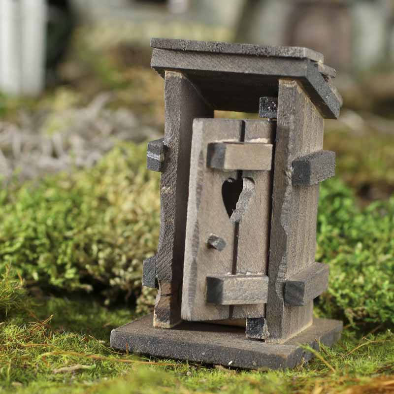 Miniature Rustic Wood Outhouse
