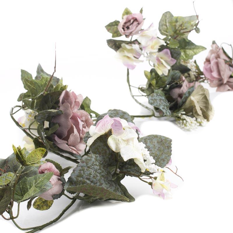 Dried Artificial Rose and Hydrangea Garland  Garlands  Floral 