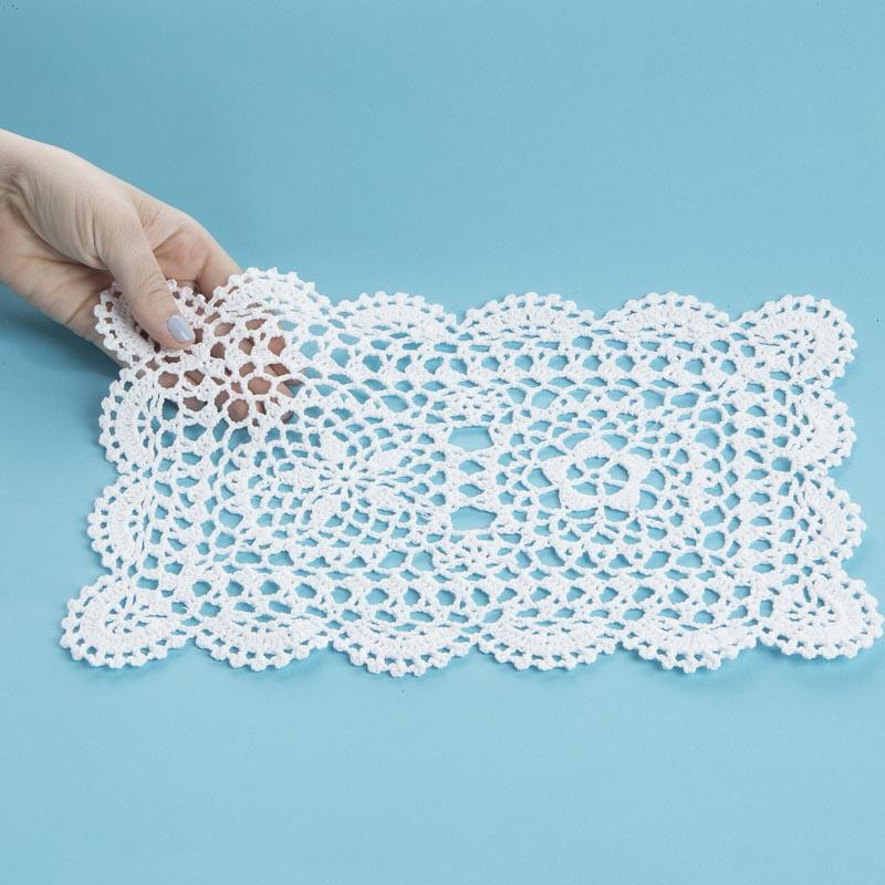 Rectangular White Crocheted Doily - Crochet And Lace Doilies - Home Decor