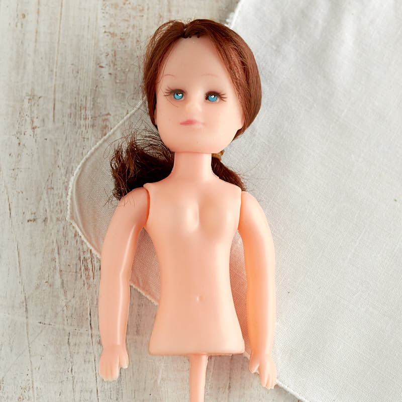 Brunette Caucasian Half Doll Body Plastic And Vinyl Dolls Doll