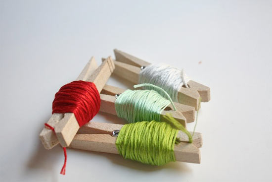Embroidery Thread Storage with Clothespins