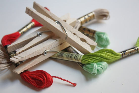 Embroidery Thread Storage with Clothespins