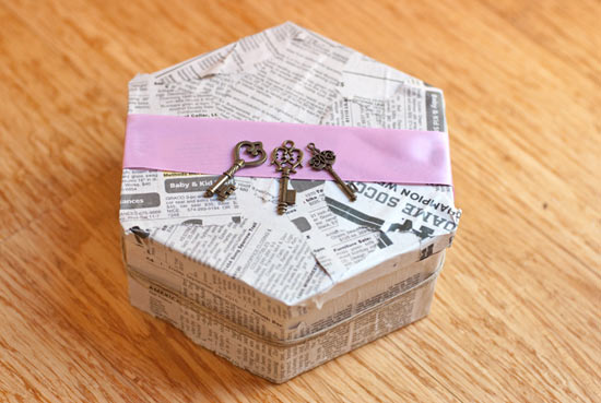 DIY Decoupaged Paper Mache Trinket Box
