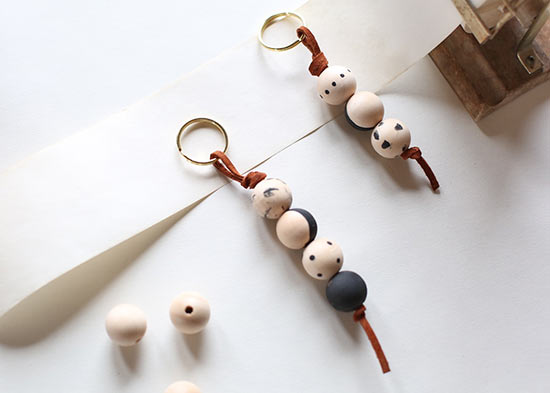Wooden bead keychain