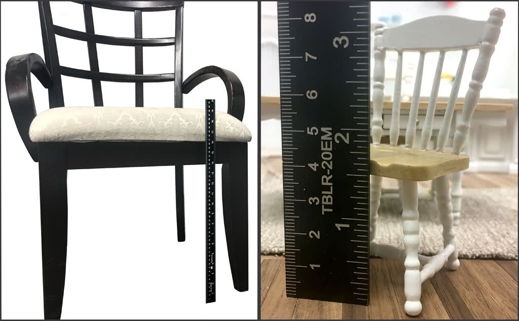 Showing the relationship of a full size chair to a miniature chair