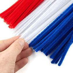 Red, White, and Blue Pipe Cleaners, 12'' x 6 mm Diameter, Craft Supplies from Factory Direct Craft