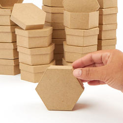 Bulk Small Paper Mache Hexagon Boxes, 2 7/8'' x 2 7/8'', Brown, Craft Supplies from Factory Direct Craft