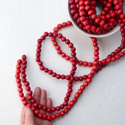 Factory Direct Craft Burgundy Cranberry Color Wooden Bead 9 Foot Christmas Garland - The Look of Strung Cranberries