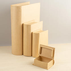 Paper Mache Book Box Set, 3 1/2'' x 2 1/2'', Brown, Craft Supplies from Factory Direct Craft