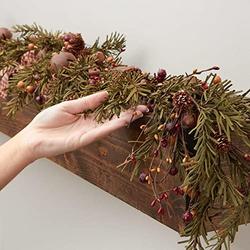 Primitive Pip Berry Garland - Red And Hunter Green - Rustic
