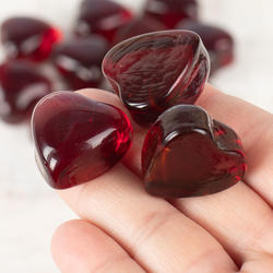 Red Glass Heart Gems, 1'' None x 8 Ounces None, Red / Burgundy, Valentines Supplies from Factory Direct Craft