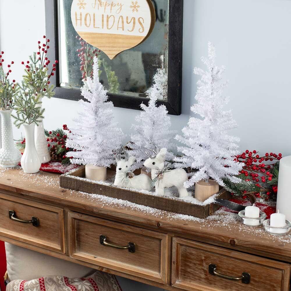 White and Silver Christmas Sisal Deer Set - Table Decor - Christmas and ...