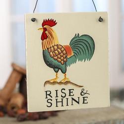 "Rise & Shine" Rooster Wooden Sign