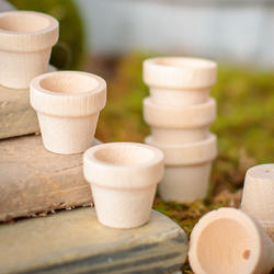 Miniature Unfinished Wood Flower Pots